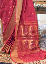 Crail Dark Pink Zari Woven Soft Kanjivaram Saree