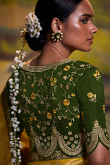Gold Tips Yellow Banarasi Silk Floral Woven Saree