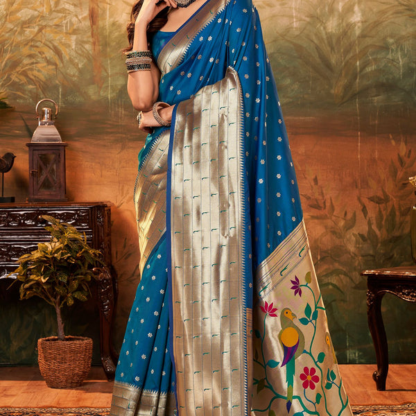 Patola silk Saree with blouse in Sky blue colour 623